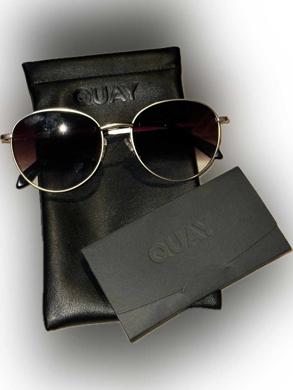 NEW Quay Australia LOOP ME IN Gold Frame/Brown Fade Lens